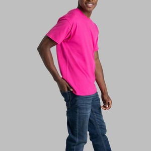T-shirt vierge en coton 100 % 210 GSM pour homme, style streetwear, tricoté, pour broderie/impression personnalisée, T-shirts épais pour homme, couleur rose - Product Image 3