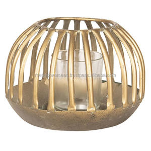 Decor Gold Candle Jar Round Decorative Candle Holder Handmade Metal Tea Light Holder Luxury Table Centerpiece - Product Image 6