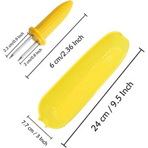 Set di 16 Porta Mais in Acciaio Inox e 8 Piatti per Mais su Spina, Utensili per Carne e Pollame - Product Image 2