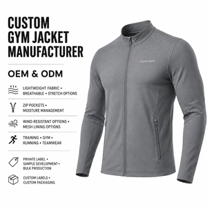Fournisseur en gros de vestes coupe-vent de sport en polyester tissé à fermeture éclair intégrale, vêtements d'entraînement, vêtements de sport OEM - Product Image 5