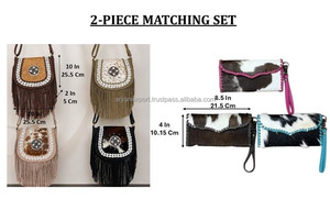 Bolso Bandolera de Cuero Vacuno Grabado a Mano de Gran Capacidad y Calidad Premium con Cremallera y Flecos, con Cartera y Monedero, Set de Dos Piezas - Product Image 2