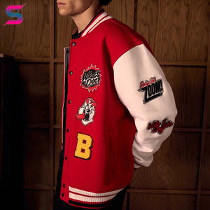 2026 Red Color Good Selling Made In Pakistan OEM Service With Own Logo Print College Letterman Baseball Letterman <b>jackets</b> - Product Image 2