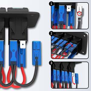 7 Gang Rocker <b>Switch</b> Panel With 5V 4.2A Dual <b>USB</b> Charger Blue LED For Trucks - Product Image 5