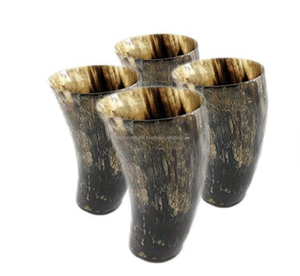 Venta al por mayor: Tazas de vidrio clásicas africanas con diseño de cuerno de buey, pulidas, ecológicas, con diseño de cuerno de animal náutico, hechas con material orgánico. - Product Image 1