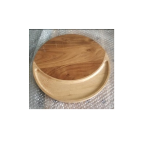 Bandeja de Servir de Madera Pulida con Diseño de Hoja, Hecha a Mano, con Sección Empotrada, Ecológica, para Aperitivos y Condimentos, Utensilio de Cocina Moderno para Todos - Product Image 1