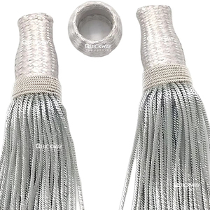 French Style <b>Silver</b> Metallic Tassels Pair Decorative <b>Wire</b> Fringe for Ceremonial Style Accessories - Product Image 1