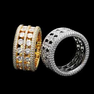 Unique Brilliant Cut Moissanite Pave Setting Engagement Anniversary Full <b>Iced</b> Hip Hop Man's Women's Classic Sterling Silver Band - Product Image 5
