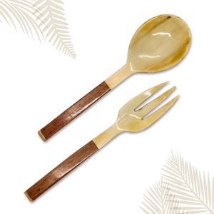 โลกการค้าของสหรัฐมีชุดช้อนส้อมเขาควายธรรมชาติสำหรับเสิร์ฟเครื่องใช้ในครัว - Product Image 2