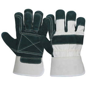 Guantes de Trabajo de Cuero Vacuno PPE con Doble Refuerzo en la Palma y Puño de Seguridad Reforzado con Goma, Guantes de Seguridad de Alta Resistencia - Product Image 1