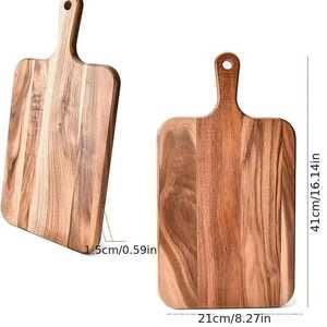 Tabla de Cortar Rectangular Rústica de Acacia para Preparación de Alimentos en la Cocina, Corte de Verduras, Rebanado de Frutas, Preparación de Carnes, Apta para Lavavajillas - Product Image 2