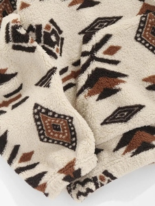 Pull-over en molleton de coton tricoté oversize pour homme, col roulé, manches longues, imprimé animalier sur le devant, collection automne - Product Image 4