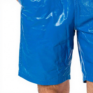 Men's Blue Canvas <b>Shorts</b> Mid Waist Button Closure Casual Style with Pockets Eco-Friendly Breathable Quick Dry - Product Image 5