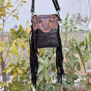 Vente en gros de sac à main pour téléphone sac à main à franges en fourrure de vachette véritable sac à bandoulière sculpté repoussé à la main sacs de petite taille pochette à bracelet sac à bandoulière - Product Image 1