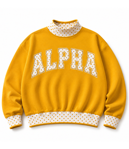 Sudadera Personalizada para Mujer con Cuello Alto, Bordado Chenille de la Hermandad Griega TBSIGMA, Felpa de Algodón, Corte Holgado - Product Image 4