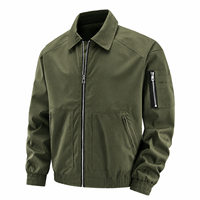 Blouson universitaire noir tissé enduit pour homme, coupe droite, en toile coupe-vent respirante avec fermeture éclair, idéal pour l'automne, couleur unie
