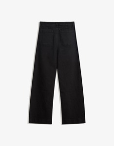 <span class=keywords><strong>Pantaloni</strong></span> casual da donna <span class=keywords><strong>neri</strong></span> <span class=keywords><strong>a</strong></span> <span class=keywords><strong>vita</strong></span> <span class=keywords><strong>alta</strong></span> e gamba dritta <span class=keywords><strong>con</strong></span> tasche e chiusura <span class=keywords><strong>a</strong></span> <span class=keywords><strong>bottoni</strong></span> - Product Image 4