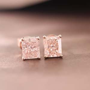 Pendientes Cuadrados de Plata de Ley S925 con Baño de Rodio, Pendientes de Diamantes Moissanite VVS de Lujo Cultivados en Laboratorio para Mujer - Product Image 5