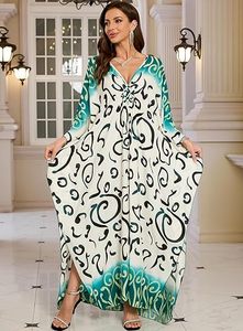 Abaya Elegante para Mujer, Larga hasta el Suelo, con Estampado Abstracto, Manga Larga, Corte Holgado, Vestido Modesto para Primavera/Verano, Uso Diario, Poliéster - Product Image 6