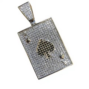 Colgante As de Espadas con Moissanita + Plata 925 y Cristales de Estrás, Estilo Hip Hop, Joyería de Moda Unisex, Regalo - Product Image 2