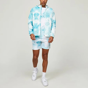 Fully Customized Made Good Supplier Unique Design Outer Wear Premium Quality OEM ODM Service Men Nylon Short Hoodie <b>Sets</b> - Product Image 1