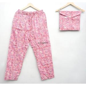Ensemble de pyjama en coton 100% pour femmes, imprimé floral, manches longues, col rond, vêtements de nuit décontractés pour l'été et le printemps - Product Image 4