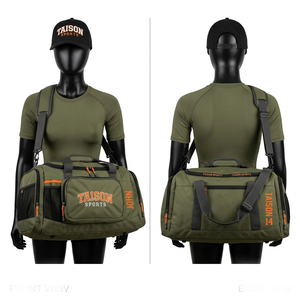 Bolsa de Fútbol Americano de Poliéster Premium de 420 GSM, Verde Oliva, Panel Lateral de Malla Negra, Logotipo Bordado Personalizado - Product Image 1