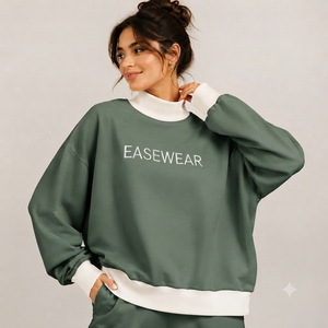 เสื้อสเวตเชิ้ตคอเต่าโอเวอร์ไซส์สำหรับผู้หญิง พิมพ์โลโก้ได้ ผ้าฝ้ายฟลีซเนื้อนุ่ม สวมใส่ได้ทุกวัน สไตล์สตรีทแวร์ - Product Image 1