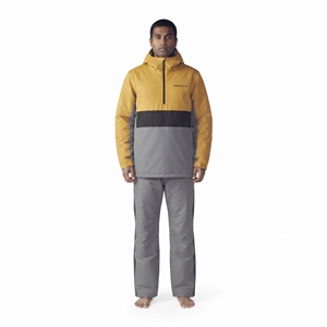HAWX EYE <b>Men's</b> Color Blocked Ski Jacket Hooded Waterproof Synthetic Insulated Snow Wear Gray Yellow - Product Image 1