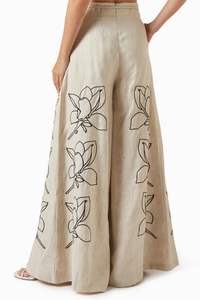 Pantalon cargo taille haute pour femme, coupe large, en toile respirante à motif floral, idéal pour le bureau, personnalisable avec logo OEM - Product Image 3