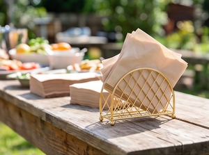 Porte-serviettes debout en métal doré porte-papier de soie organisateur pour hôtel et restaurant dîner Table décor - Product Image 6