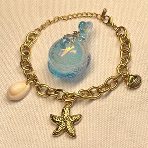 Bracciale con ciondolo marino placcato oro 18K, collezione di gioielli costieri in acciaio inossidabile, bracciali a catena e a maglie alla moda - Product Image 3