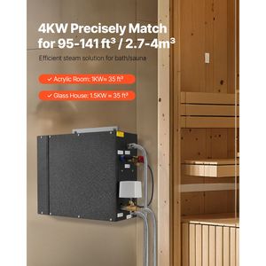 Generatore di Vapore Commerciale da 4 kW con Scarico Automatico per Sauna Domestica Interna, Bagno Spa, Protezione da Surriscaldamento e Surriscaldamento a Secco, con Controllo, Potenza 9 kW - Product Image 2