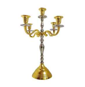 Candélabre en laiton noir à 7 bras, motif gaufré, luxe royal, grand modèle lourd pour décoration de mariage et de fête - Product Image 6