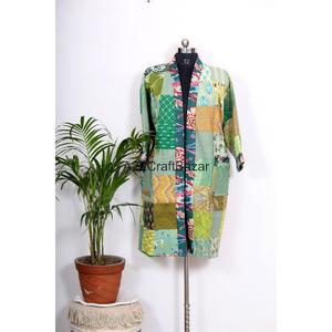 Vestido Midi Himanshi de Algodón Hecho a Mano en India, Estampado Floral, Tela Natural Cómoda, Informal, de Uso Diario, Manga Larga, Transpirable para Mujer - Product Image 1