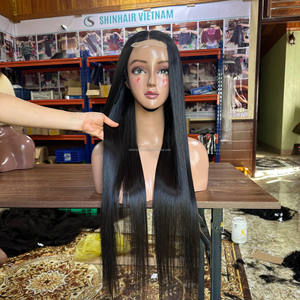 Perruques en cheveux humains lisses et soyeux, perruques sans colle en cheveux vierges vietnamiens, perruques lisses comme des baguettes, fermeture en dentelle frontale personnalisée - Product Image 1