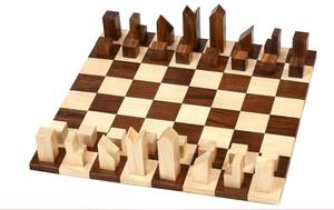 Jeu d'échecs minimaliste reproduit en bois de Sheesham et de buis, avec un roi de 2,79 pouces, au meilleur prix - Product Image 6
