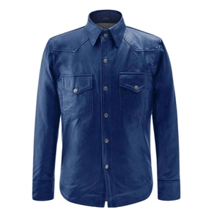 Factory Made Slim Fit Leather <b>Shirt</b> <b>For</b> <b>Men</b>’s <b>Shirts</b> Casual Street Wear Breathable Genuine Leather Custom OEM Design - Product Image 3