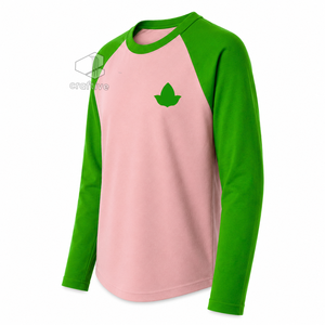 T-shirt Raglan Alpha Kappa Alpha Sorority pour femme, décontracté, rose et vert contrastant, à manches longues, avec écusson brodé, style color block - Product Image 2