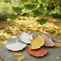 Plateau de service en forme de feuille, assiette décorative en forme de feuille de Ginkgo pour collations, bijoux, fruits, décoration de la maison