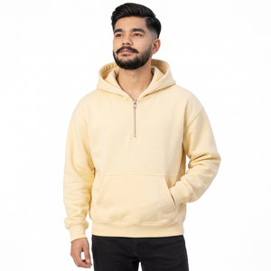 Sweat à capuche oversize à col zippé, avec épaules tombantes, manches larges et coupe décontractée urbaine contemporaine - Product Image 4