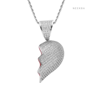 Pendentif Goutte de Larme – Moissanite Givrée en Argent 925 – Pendentif « Pain to Power » – Cœur Brisé Moissanite Brillante « Split Love » - Product Image 6