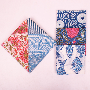 Sanganeri Block Printed Handcrafted Cotton Bandanas Floral Breathable Sustainable Unisex Vintage Print <b>Head</b> Neck <b>Wrap</b> Pet Scarfs - Product Image 2