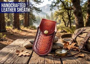 Nordic Forge EDC Damascus Steel Folding Blade Knife <b>Honey</b> Comb Handle Pocket Clip & Leather Sheath Laser Engraved Bolster - Product Image 6