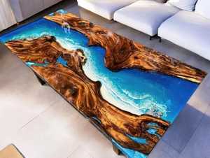 Modern Resin River Dining <b>Table</b> Solid Wood <b>Epoxy</b> Resin Tabletop Rectangle Wooden Dining Room Furniture for Home Hotel - Product Image 3