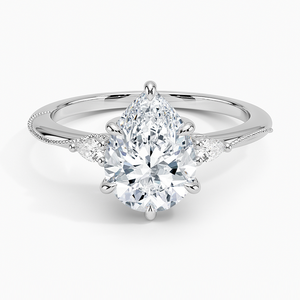 Bague BOJ 032 en argent 925, coupe poire, camélia, trois pierres, diamant 2 carats couleur D VVS1, moissanite certifiée GRA, prix bas, en solde - Product Image 1