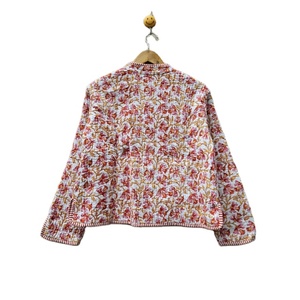 Veste réversible matelassée en coton imprimé à la main, motif floral, col en V, coupe classique, pour femmes et jeunes filles, idéale pour les fêtes, style vintage - Product Image 6