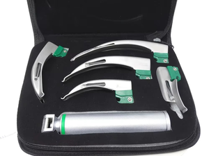 Premium Fiber <b>Optic</b> Macintosh Laryngoscope Set Stainless Steel LED Light Curved Mac Blades Anesthesia Intubation Kit - Product Image 1