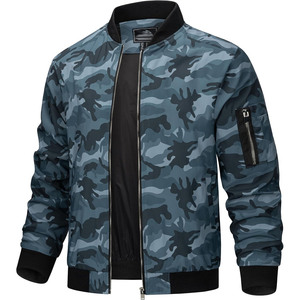 Blouson bomber camouflage pour homme, fermeture éclair, coupe-vent, vêtement d'extérieur décontracté, coupe régulière, col rabattable, automne - Product Image 1