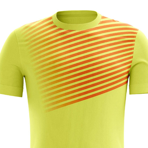 Camiseta de Fútbol Personalizada para Hombre, Verde Lima y Naranja a Rayas, Cuello Redondo, Manga Corta, Absorbe la Humedad, 100% Poliéster, Alta Calidad, 140 g/m² - Product Image 6
