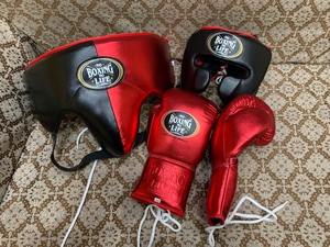 Custom No Boxing No Life Premium Leather MMA <b>Gloves</b> Sanda Boxing Training <b>Gloves</b> with Head Guard & Groin Guard Cup Protector - Product Image 6